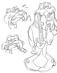 Size: 1145x1461 | Tagged: safe, artist:billybbuckaroo, robotnik, angry, scared, sketch page, solo