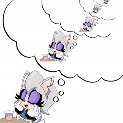 Size: 2048x2048 | Tagged: safe, artist:bloojojo, oc, oc:moon lucia porcupine, boba tea, daydreaming, droste effect, featured image, female, solo, tail wagging