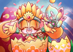 Size: 1024x723 | Tagged: safe, artist:rylxdream, cheese (chao), cream the rabbit, spring cream outfit