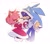 Size: 1300x1150 | Tagged: safe, artist:weon1119, amy rose, sonic the hedgehog, duo, female, hoodie, laughing, male