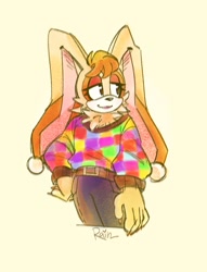 Size: 916x1200 | Tagged: safe, artist:ghostweeps, vanilla the rabbit, 80s outfit