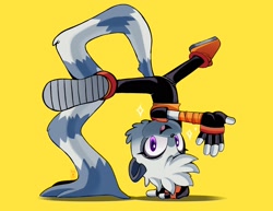 Size: 1908x1475 | Tagged: safe, artist:hikariviny, tangle the lemur, handstand, looking at viewer, solo, tail hand, tangle's running suit