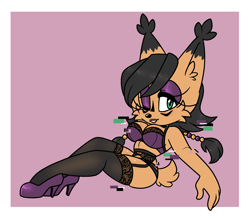Size: 2266x1984 | Tagged: suggestive, artist:sluttiepuppie, nicole the hololynx, high heels, looking at viewer, solo, wink