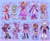Size: 2048x1662 | Tagged: safe, amy rose, blaze the cat, cosmo the seedrian, julie-su, mina mongoose, rouge the bat, sally acorn, tikal, vanilla the rabbit, wave the swallow, amy's halterneck dress, blaze's tailcoat, blue background, fire, grin, group, hand on hip, holding something, looking at viewer, looking offscreen, microphone, mouth open, open smile, raised eyebrow, rouge's heart top, simple background, smile, smiling at viewer, standing on one leg, text