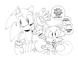 Size: 1562x1213 | Tagged: safe, artist:thomas_rsvd, miles "tails" prower, sonic the hedgehog, 30 days sonic, dialogue, implied mimic