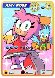 Size: 1636x2312 | Tagged: safe, artist:gigamanart, amy rose, flicky, 30 days sonic, card