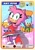 Size: 1636x2312 | Tagged: safe, artist:gigamanart, amy rose, flicky, hedgehog, 30 days sonic, abstract background, card, character name, duo, female, gradient background, looking at viewer, looking back, looking back at viewer, smile, smiling at viewer, standing on one leg, text