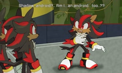 Size: 2314x1393 | Tagged: safe, artist:8xenon8, shadow the hedgehog, 30 days sonic, dialogue, redraw, shadow android, shadow the hedgehog (video game)