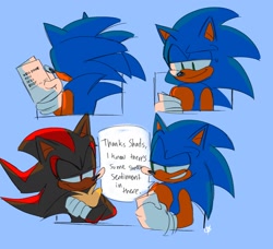Size: 1628x1484 | Tagged: safe, artist:candyypirate, shadow the hedgehog, sonic the hedgehog, 30 days sonic, dialogue, gay, shadow x sonic, shipping