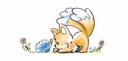 Size: 3760x1786 | Tagged: safe, artist:aryelsereio, miles "tails" prower, sonic the hedgehog, 30 days sonic, animalified, flower, literal animal, ring