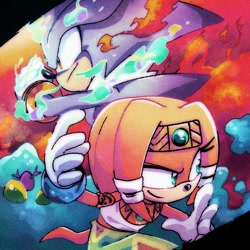 Size: 1000x1000 | Tagged: safe, artist:theduckgod, chaos, silver the hedgehog, tikal, 30 days sonic