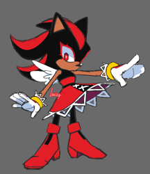 Size: 692x800 | Tagged: safe, artist:easylouisy, shadow the hedgehog, crossdressing, honey's sharp dress, outfit swap