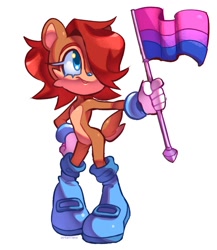 Size: 1000x1150 | Tagged: safe, artist:pontiikii, sally acorn, bisexual pride, featured image, hair over one eye, pride
