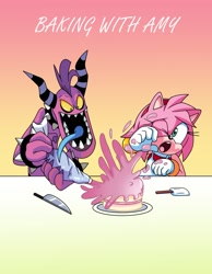 Size: 1200x1547 | Tagged: safe, artist:mikedrchaotix, amy rose, zazz, 30 days sonic, inadvisable cooking, tongue out