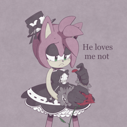 Size: 2000x2000 | Tagged: safe, artist:nicenugget, amy rose, flower, goth outfit, solo