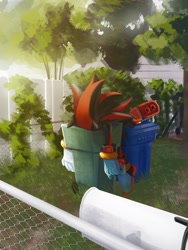 Size: 1536x2048 | Tagged: safe, artist:lazerpotaters, shadow the hedgehog, daytime, garbage can, mailbox, relatable