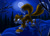 Size: 1280x922 | Tagged: safe, artist:elynthie, miles "tails" prower, sonic unleashed, all fours, evil, nighttime, outdoors, solo, tails the werefox, were form, werefox