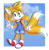 Size: 857x870 | Tagged: safe, artist:metalpandora, miles "tails" prower, abstract background, clouds, gender swap, ponytail, semi-transparent background, solo, v sign