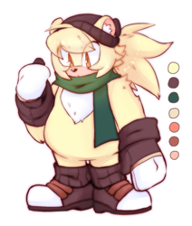 Size: 1107x1308 | Tagged: safe, artist:ikigaikuu, bark the polar bear, beanie, colours, redesign, scarf, simple background, solo, white background