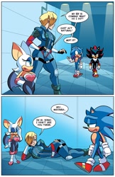 Size: 990x1530 | Tagged: safe, artist:chauvels, madonna garnet, rouge the bat, shadow the hedgehog, sonic the hedgehog, blatant lies, comic, dialogue, facepalm, rouge's heart top