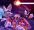 Size: 3435x3039 | Tagged: safe, artist:lemon eyebrows, robotnik, rouge the bat, shadow the hedgehog, sonic adventure 2, button, clenched fist, clenched teeth, grin, looking offscreen, pointing, smile, space, star (sky), trio, watermark