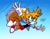 Size: 3850x2975 | Tagged: safe, artist:thelesbiangem, miles "tails" prower, arms out, badge, female, flying, lesbian, looking offscreen, signature, solo, spinning tails, trans female, trans girl tails, transgender