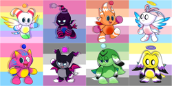 Size: 2650x1326 | Tagged: safe, artist:nukeleer, chao, aromantic pride, asexual pride, bisexual pride, cute, dark chao, gay pride, hero chao, lesbian pride, neutral chao, nonbinary pride, pansexual pride, pride, pride flag background, sonic chao, trans pride