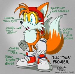 Size: 1322x1300 | Tagged: safe, artist:gemlik_rogue, miles "tails" prower, classic, classic style, goggles, gradient background, pilot hat, redesign, solo