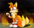 Size: 1280x1046 | Tagged: safe, artist:hedgester, miles "tails" prower, confused, fire, rock, solo