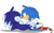 Size: 1440x906 | Tagged: suggestive, artist:gottagoblast, sonic the hedgehog, blushing, crack shipping, gay, holding them, lidded eyes, looking at each other, selfcest, shipping, signature, simple background, sonic x sonic, were form, werehog, white background