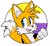 Size: 1387x1279 | Tagged: safe, artist:devotedsidekick, miles "tails" prower, fox, 2022, clenched fist, gloves, looking offscreen, mouth open, nonbinary, nonbinary pride, nonbinary tails, posing, simple background, smile, solo, solo nonbinary, white background
