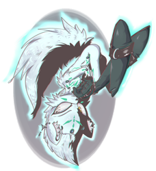 Size: 1387x1520 | Tagged: safe, artist:metallicseraph, fox, 2017, arms folded, astral (yu-gi-oh! zexal), boots, ear fluff, fluffy, flying, frown, genderless, gloves, looking offscreen, mobianified, outline, semi-transparent background, solo, upside down, yu-gi-oh!, yu-gi-oh! zexal