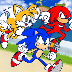 Size: 1200x1200 | Tagged: safe, artist:z-nebula-z, knuckles the echidna, miles "tails" prower, sonic the hedgehog, sonic heroes, trio