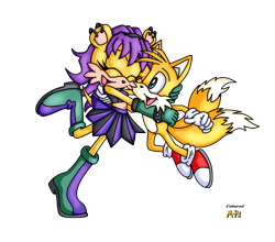 Size: 1318x1162 | Tagged: safe, artist:miles-prowerx, artist:saturngrl, miles "tails" prower, mina mongoose, duo