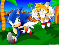 Size: 4008x3064 | Tagged: safe, artist:jasienorko, miles "tails" prower, sonic the hedgehog, duo