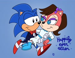 Size: 4096x3165 | Tagged: safe, artist:slysonic, sally acorn, sonic the hedgehog, duo, shipping, sonally, wedding