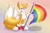 Size: 1280x853 | Tagged: safe, artist:alystair-the-cat, miles "tails" prower, 2019, holding something, looking at viewer, mouth open, pride, pride flag, pride flag background, rainbow background, solo, standing