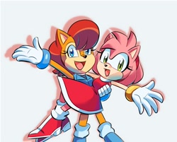 Size: 1352x1085 | Tagged: safe, artist:chauvels, amy rose, sally acorn, duo
