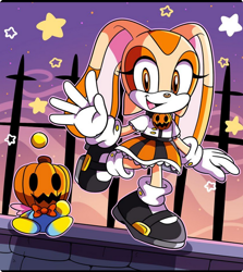 Size: 622x698 | Tagged: safe, artist:jaimeerosy, cheese (chao), cream the rabbit, duo, halloween