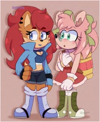 Size: 1572x1908 | Tagged: safe, artist:psycho_bunny12, amy rose, sally acorn, duo