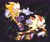 Size: 2920x2452 | Tagged: safe, artist:doodlegamertj, shadow the hedgehog, sonic the hedgehog, super shadow, super sonic, sonic frontiers, clenched fist, duo, flying, grin, smile, soap shoes, space, star (sky), super form