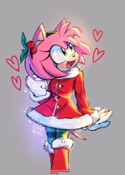Size: 1001x1401 | Tagged: safe, artist:onlyastraa, amy rose, christmas, solo