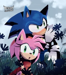 Size: 2146x2444 | Tagged: safe, artist:daereamart, amy rose, sonic the hedgehog, sonic frontiers, amy x sonic, duo, shipping, straight