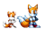 Size: 757x488 | Tagged: safe, artist:kanimy0, miles "tails" prower, fox, 2021, classic sonic (universe), classic tails, duality, male, pixel art, simple background, smile, solo, sprite redraw, standing, tails adventure, transparent background