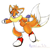 Size: 430x424 | Tagged: safe, artist:5h1n1ngk1tt3nfur, miles "tails" prower, weasel, 2010, ambiguous gender, arms out, buizel, cosplay, crossover, english text, kigurumi, looking ahead, mouth open, one fang, pokemon, simple background, smile, solo, standing on one leg, white background
