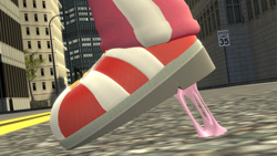 Size: 1920x1080 | Tagged: safe, amy rose, 3d, bubblegum, close-up, feet fetish, fetish, gum, sfm, shoes, sneakers, solo, sonic riders, stepping, street, stuck