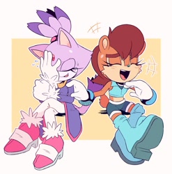 Size: 2310x2340 | Tagged: safe, artist:meat__squid, blaze the cat, sally acorn, duo
