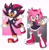 Size: 2164x2225 | Tagged: safe, artist:wizaria, amy rose, shadow the hedgehog, abstract background, cursed, dialogue, g.u.n logo, personality swap, speech bubble