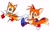 Size: 1633x1003 | Tagged: dead source, safe, artist:marcuslarry627, miles "tails" prower, sonic r, classic, classic tails, clenched fists, looking at viewer, redraw, reference inset, running, simple background, solo, tailabetes, white background