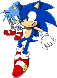 Size: 872x1191 | Tagged: safe, artist:ketrindarkdragon, sonic the hedgehog, oc, oc:monty the hedgehog, boop, brothers, duo, holding them, looking at each other, mouth open, signature, simple background, transparent background, wink